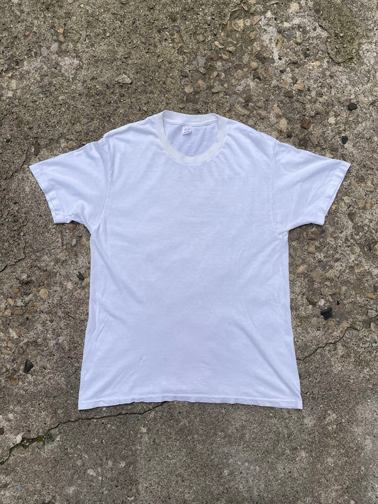 1990's Jockey Blank White T-Shirt - L