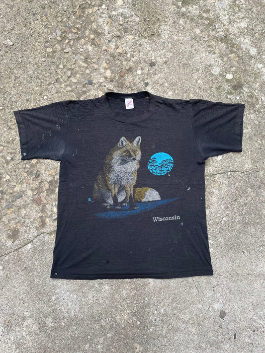 1988 Thrashed Wisconsin Fox Graphic T-Shirt - XL
