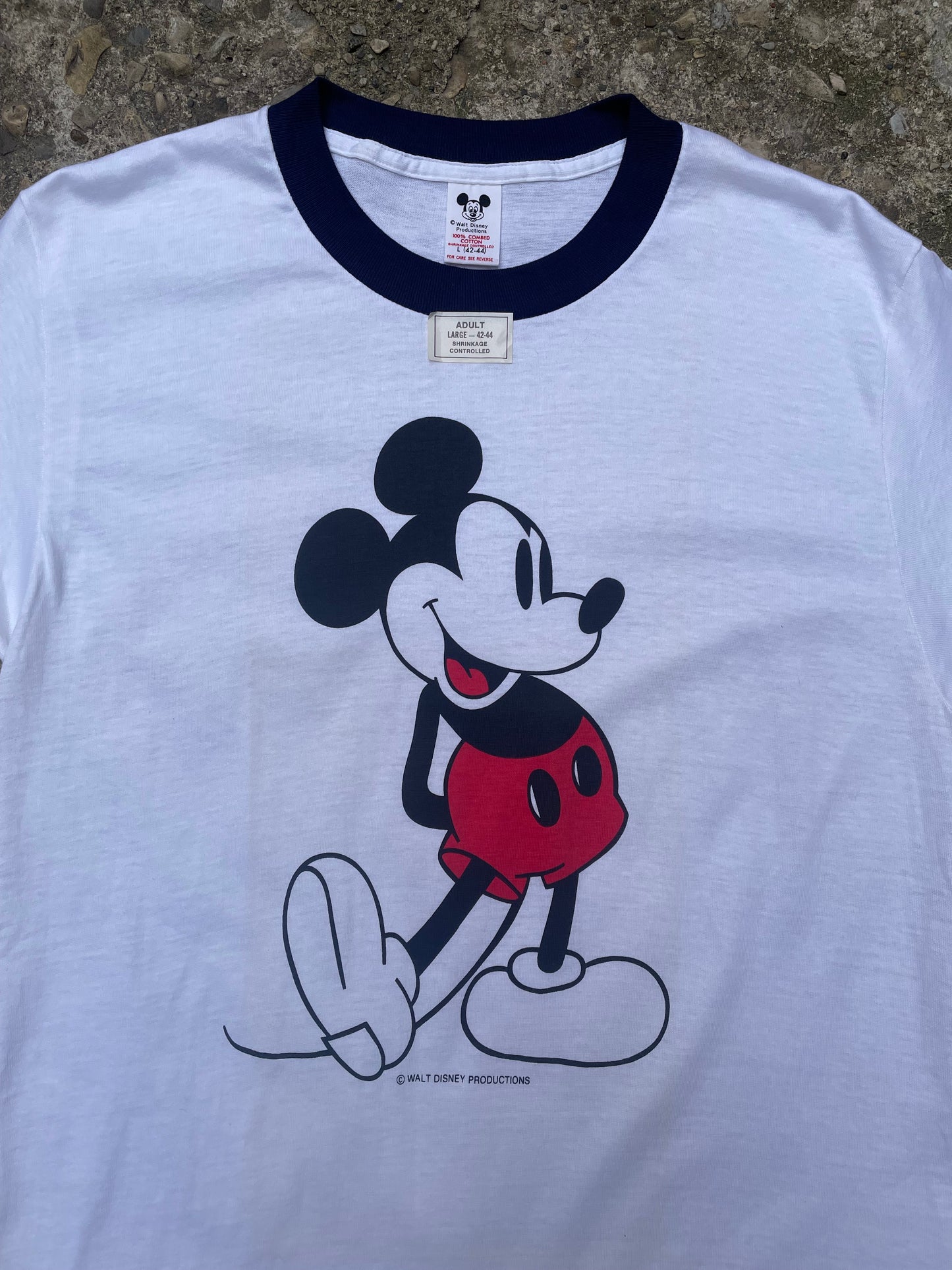 1980's Disney Mickey Mouse Graphic Ringer T-Shirt - L
