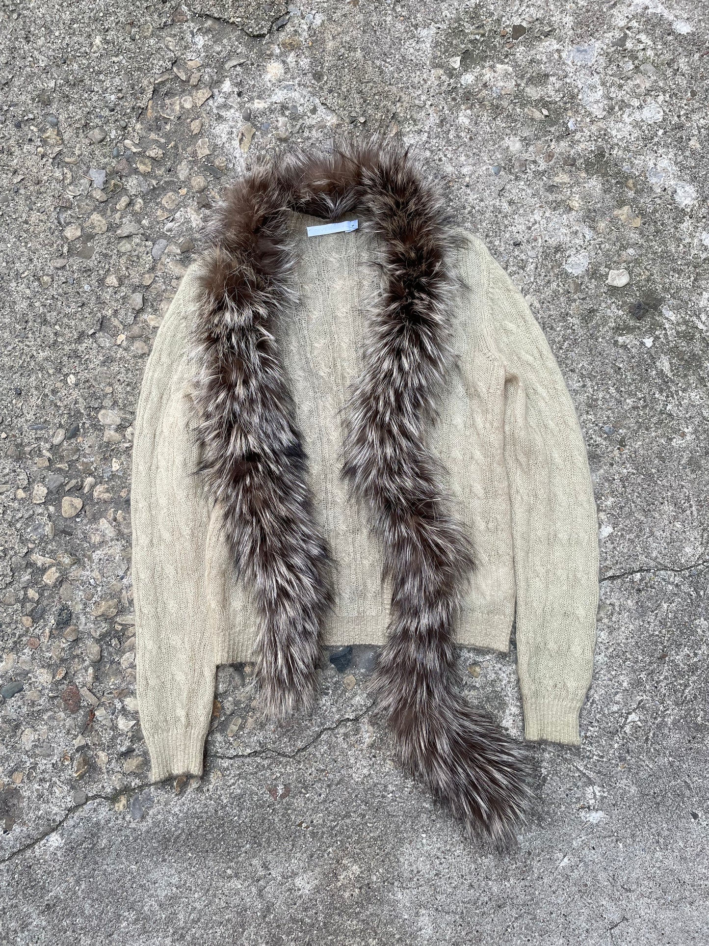 Givenchy Fox Fur Mohair Knit Cardigan Sweater - S