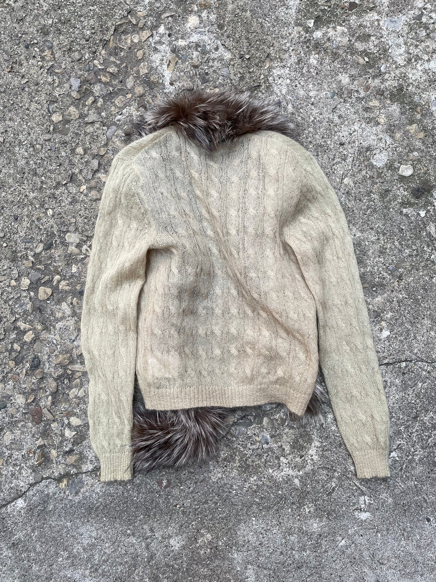 Givenchy Fox Fur Mohair Knit Cardigan Sweater - S