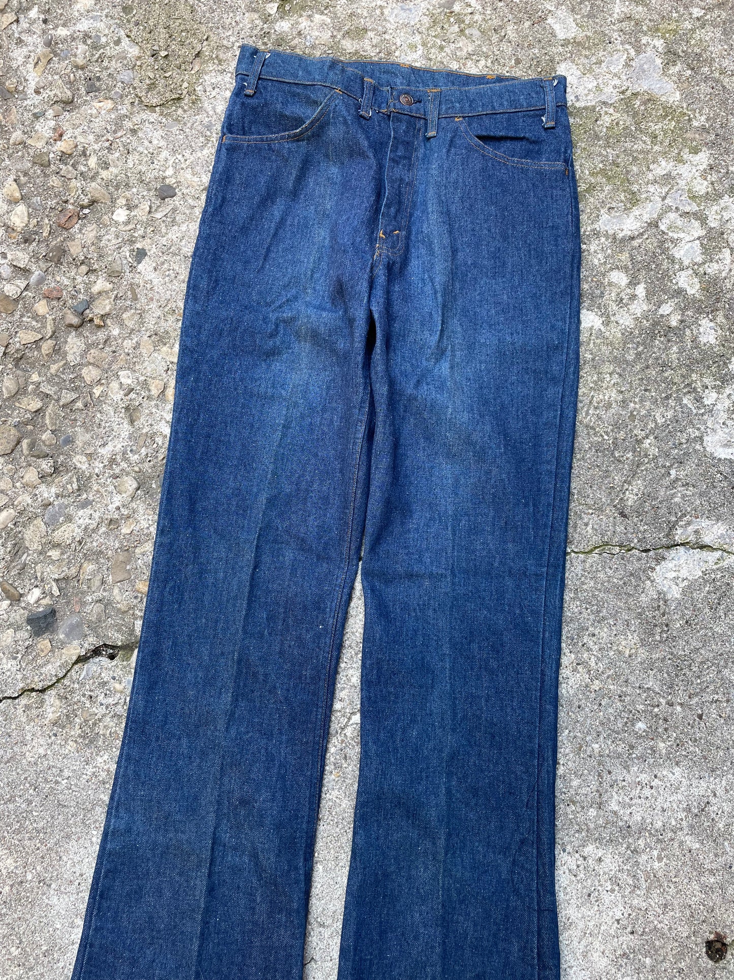 1977 Levi's 894 Orange Tab Dark Wash Flare/Bell Bottom Demin Jeans - 32