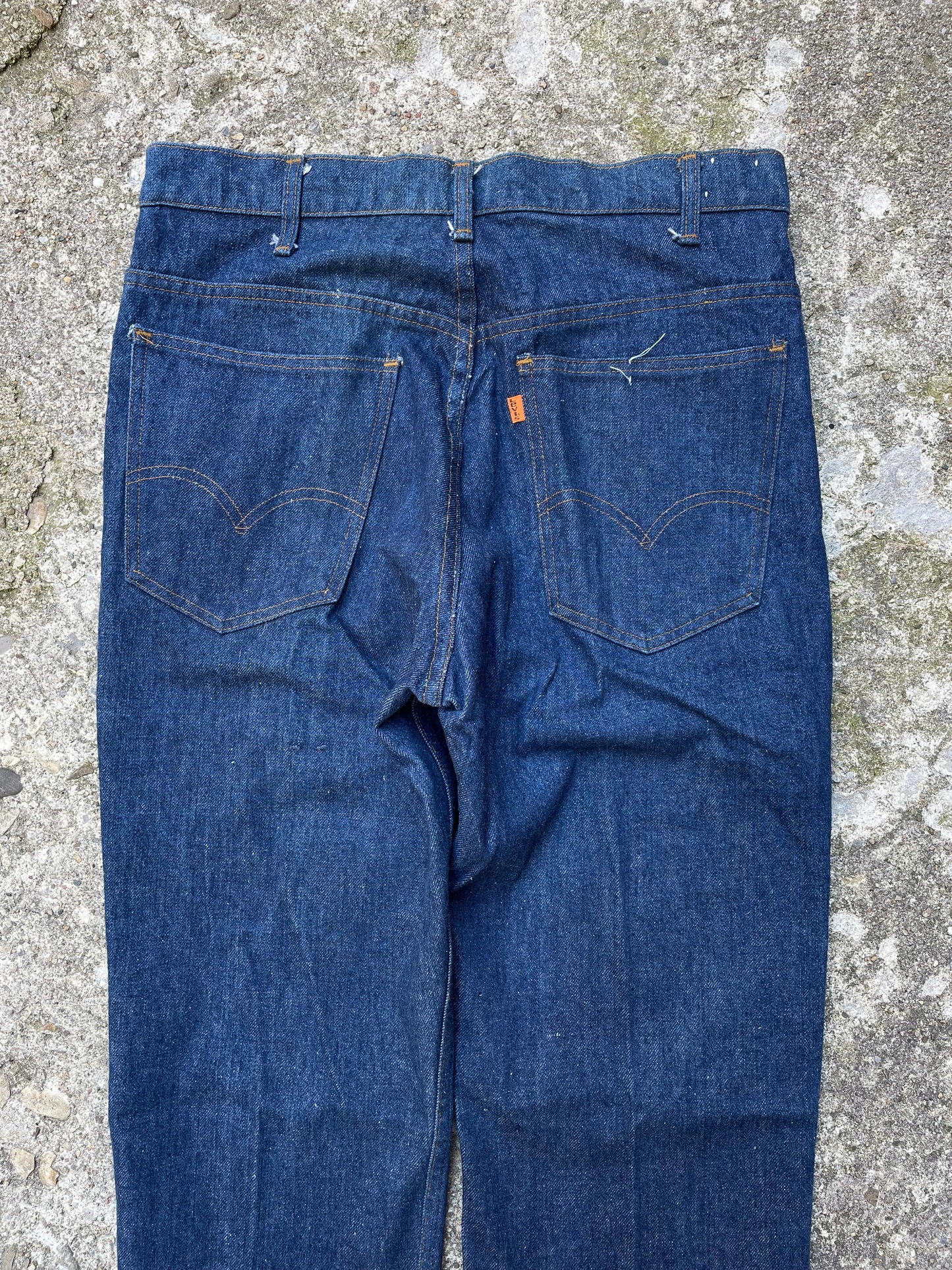 1977 Levi's 894 Orange Tab Dark Wash Flare/Bell Bottom Demin Jeans - 32