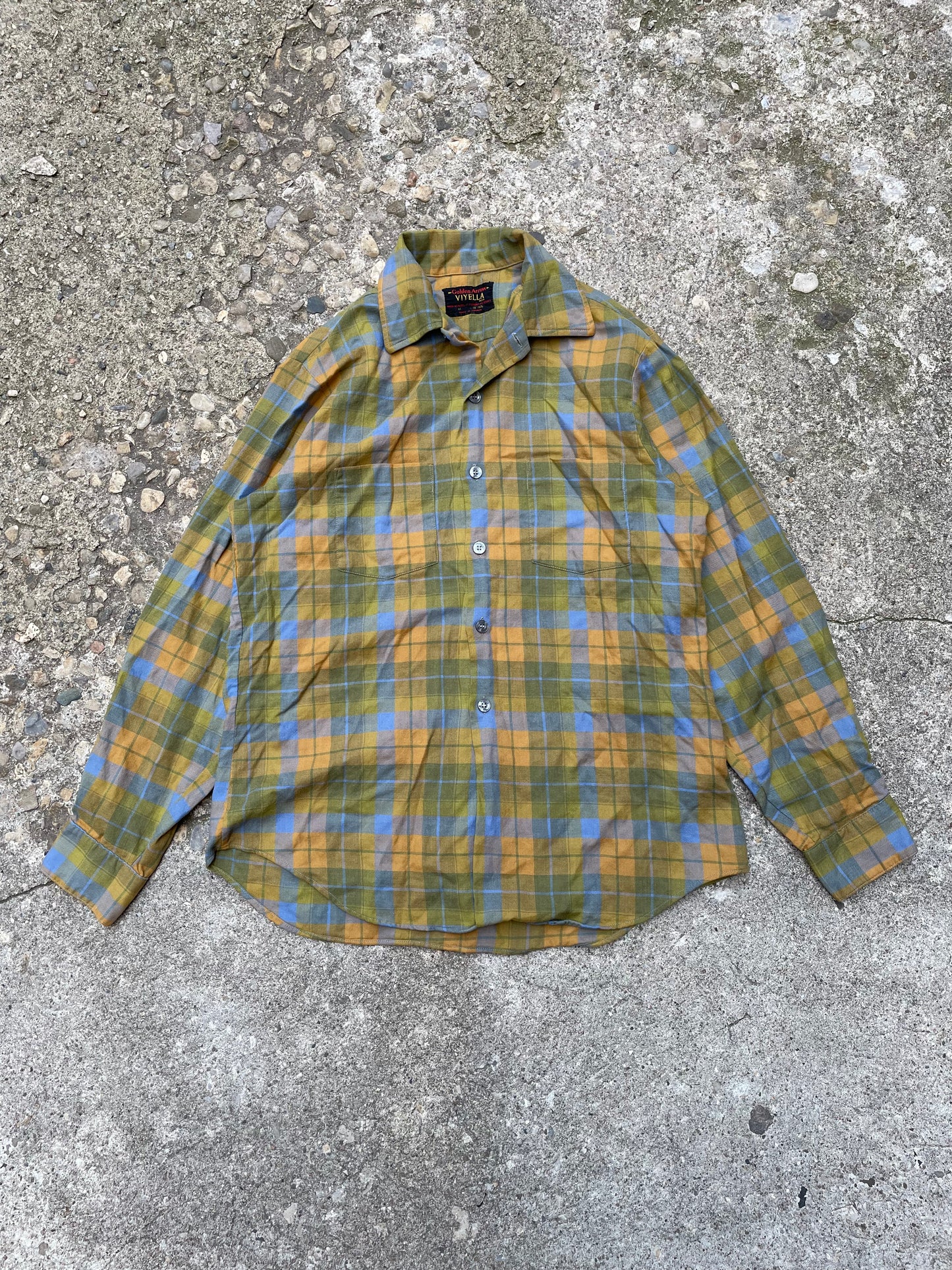 1960's Golden Arrow Viyella Plaid Flannel Button Up Shirt - M