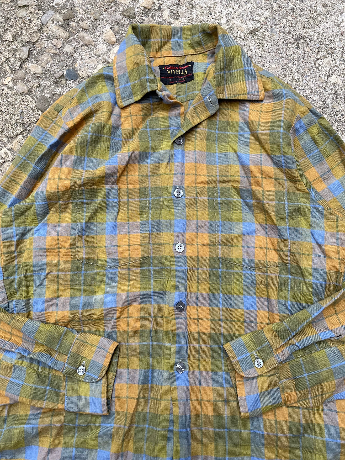 1960's Golden Arrow Viyella Plaid Flannel Button Up Shirt - M