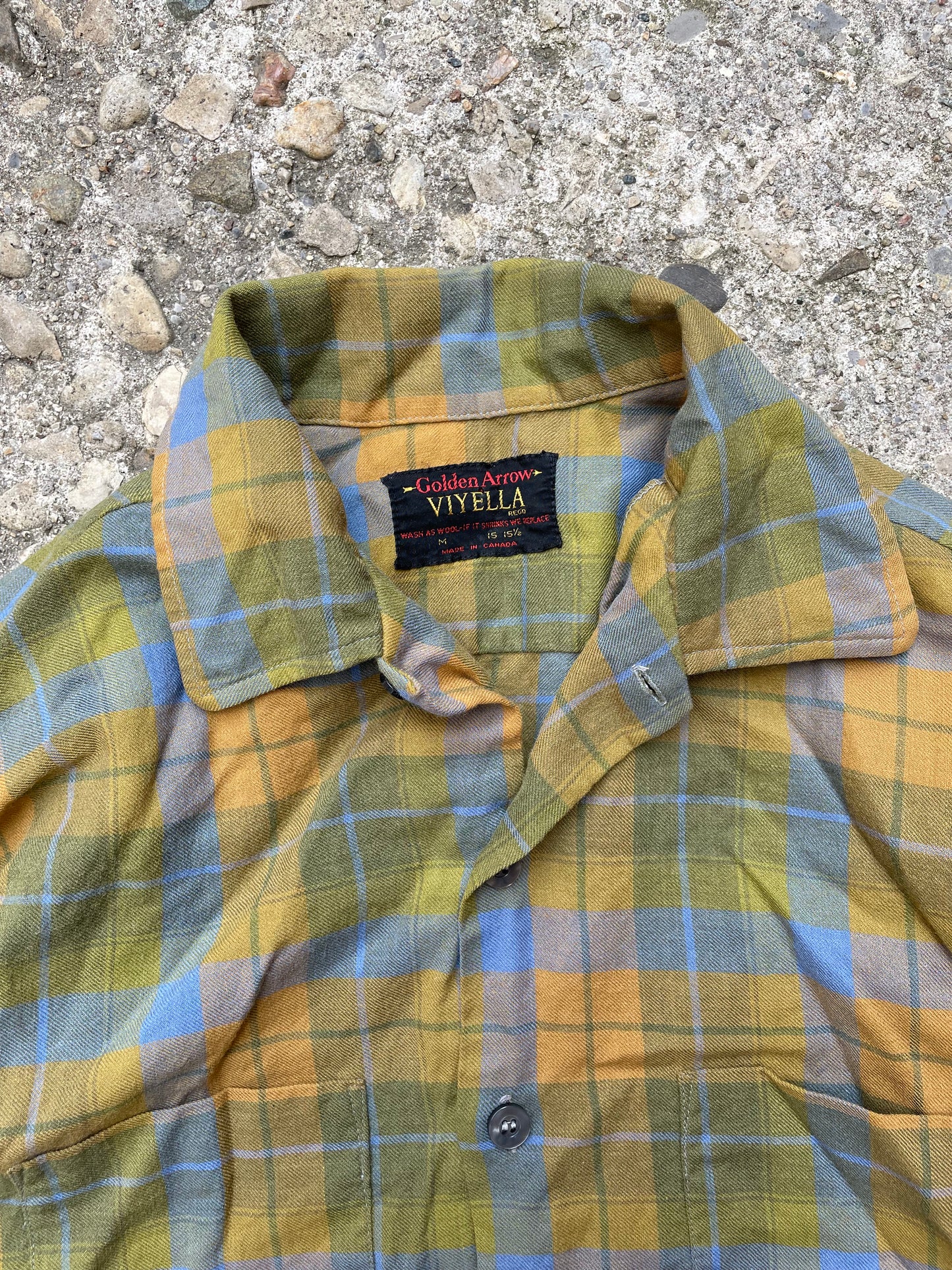 1960's Golden Arrow Viyella Plaid Flannel Button Up Shirt - M