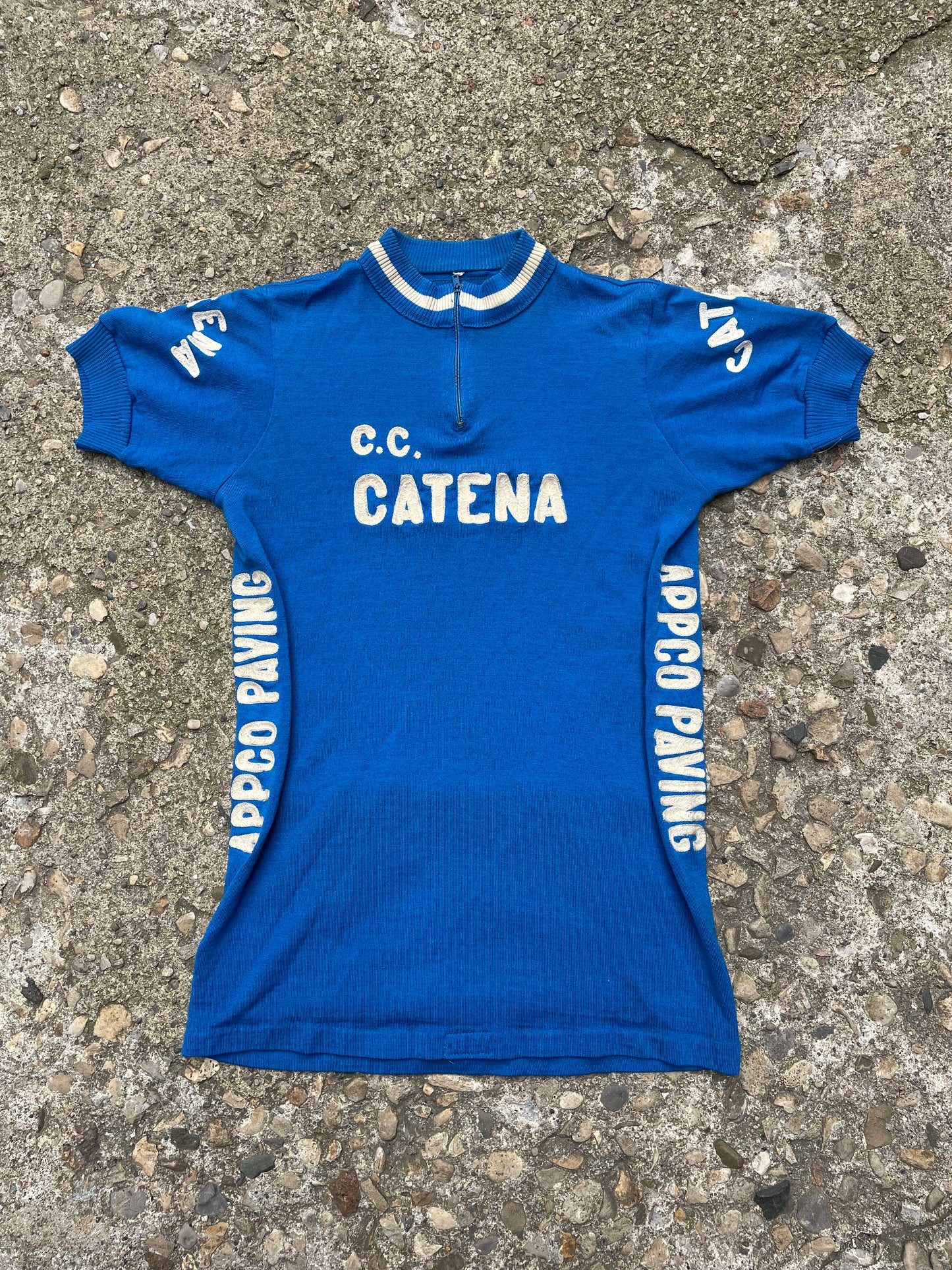 1950's/1960's C.C. Catena Chain Stitched Wool Bicycle Jersey - M