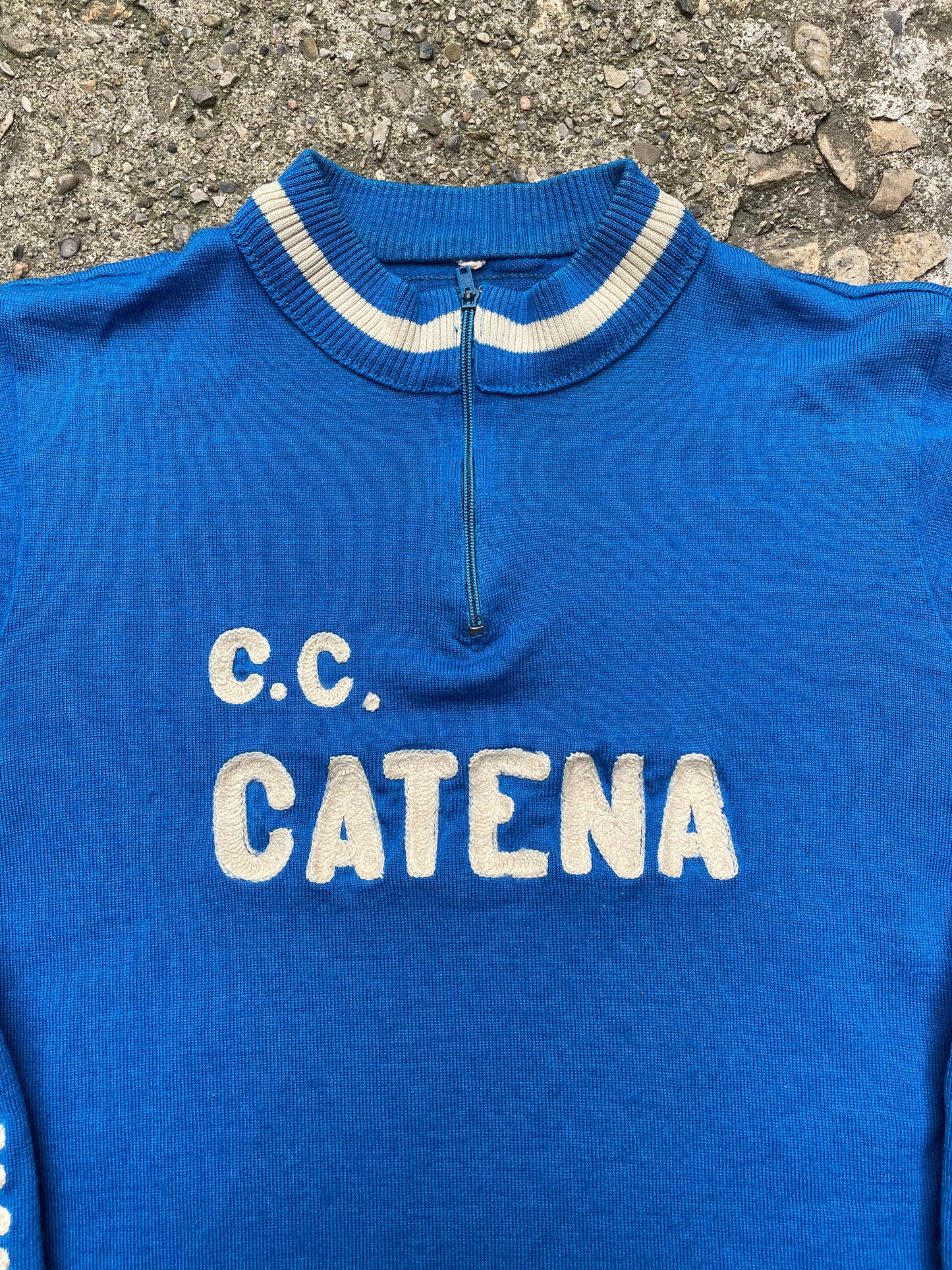 1950's/1960's C.C. Catena Chain Stitched Wool Bicycle Jersey - M