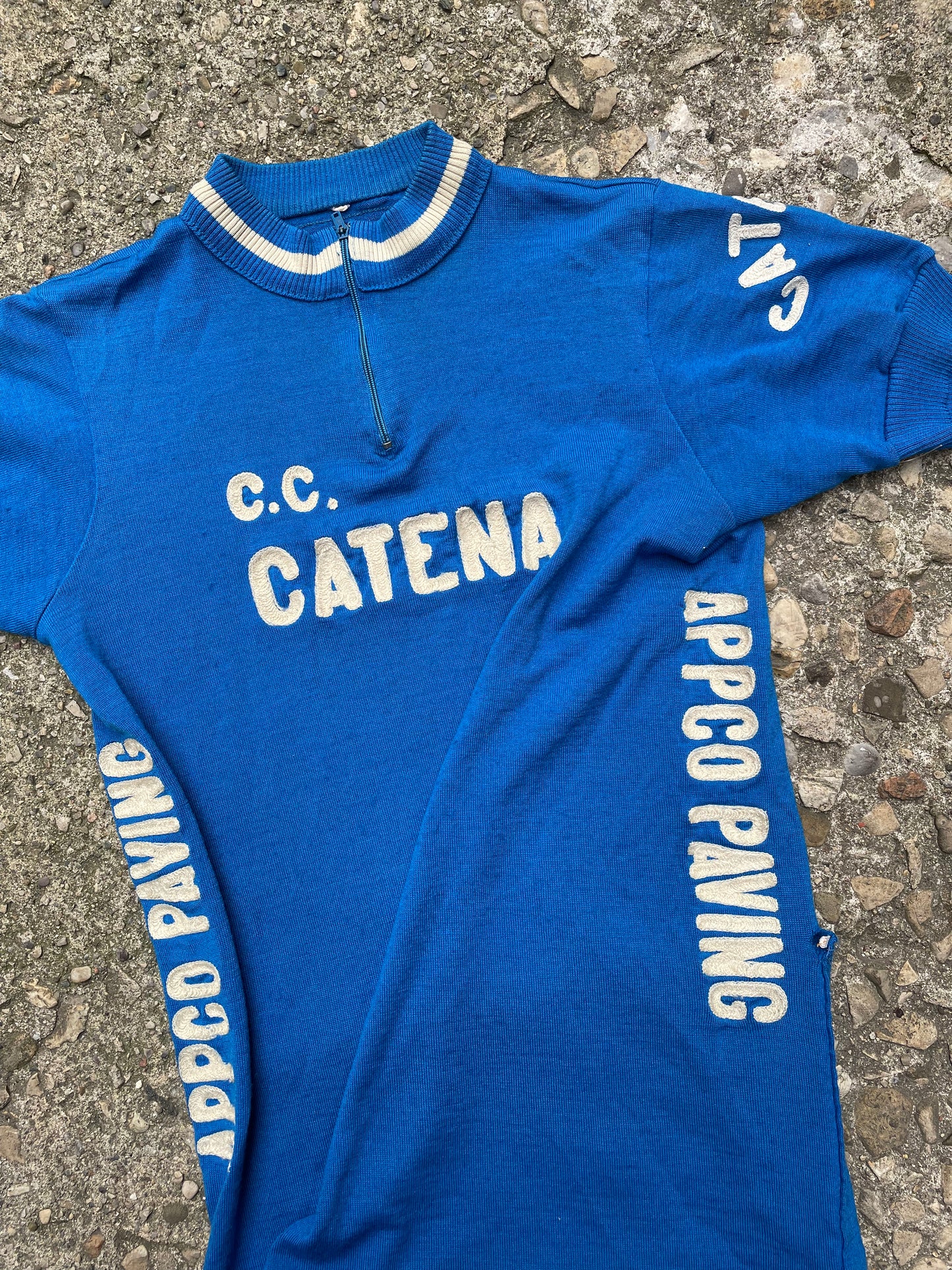 1950's/1960's C.C. Catena Chain Stitched Wool Bicycle Jersey - M