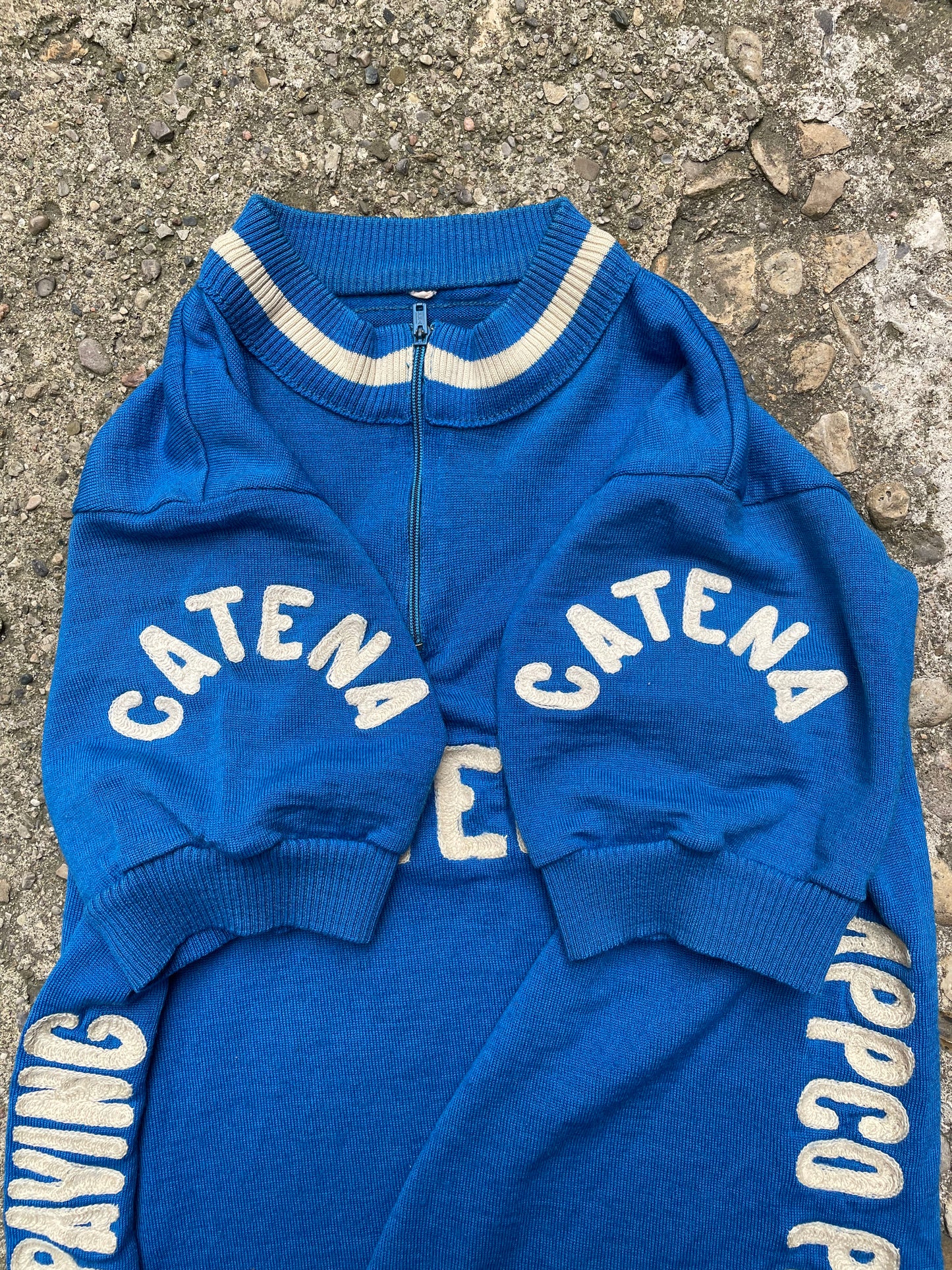 1950's/1960's C.C. Catena Chain Stitched Wool Bicycle Jersey - M