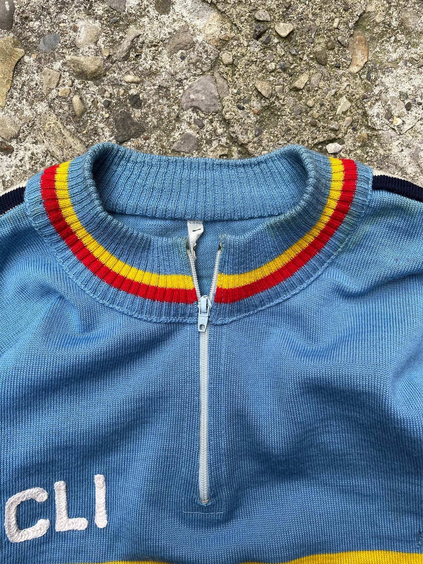 1960's/1970's Bianchi Firenze Chain Stitched Wool Bicycle Jersey - L