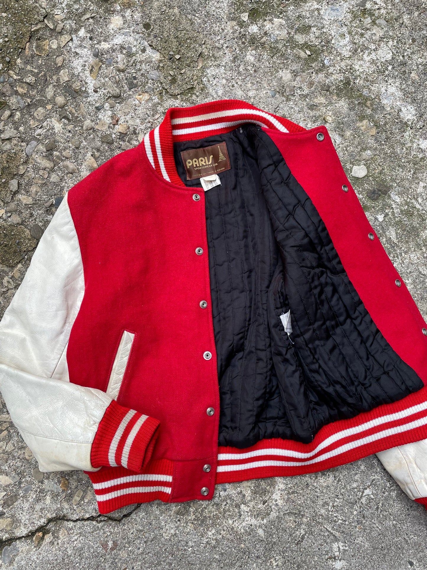 1980's Wool & Leather Varsity Bomber Jacket - M